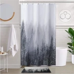 36X72 Misty Forest Stall Shower Curtain Grey Half Nature Woodland With Hooks New. Price: $32.71.