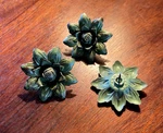 Vintage Kenney Green Floral Metal Push Curtain Holdbacks 3 Pins Used. Price: $16.00.