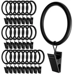 Homyplaza Black Curtain Rings With Clips, 2'' - 24PACK, New. Price: $13.19.