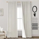 Curtains 96 Inches Long 2 Panel Set,black Out Linen Track System Pleated Back... New. Price: $83.89.