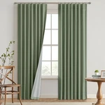 Olive Green Linen Blackout Curtains 84 Inch Long 2 Panels Set For Bedroom Bac... New. Price: $56.54.