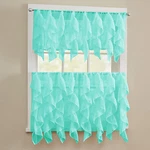 Sheer Voile Vertical Ruffle Window Kitchen Curtain Tiers Or Valance Sea New. Price: $26.99.