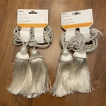 (2) Curtain Drape Tassel Tiebacks Ivory Beige 27.5" New Tags Kenney Decor. Price: $12.53.