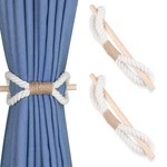 Ocioli Boho Curtain Tiebacks, 2 Pack Handmade Ties With Wood Club, Rusti New. Price: $14.75.