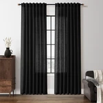Nanspring Black Linen Curtains 84 Inches Long For Living Bedroom Back Tab New. Price: $55.69.